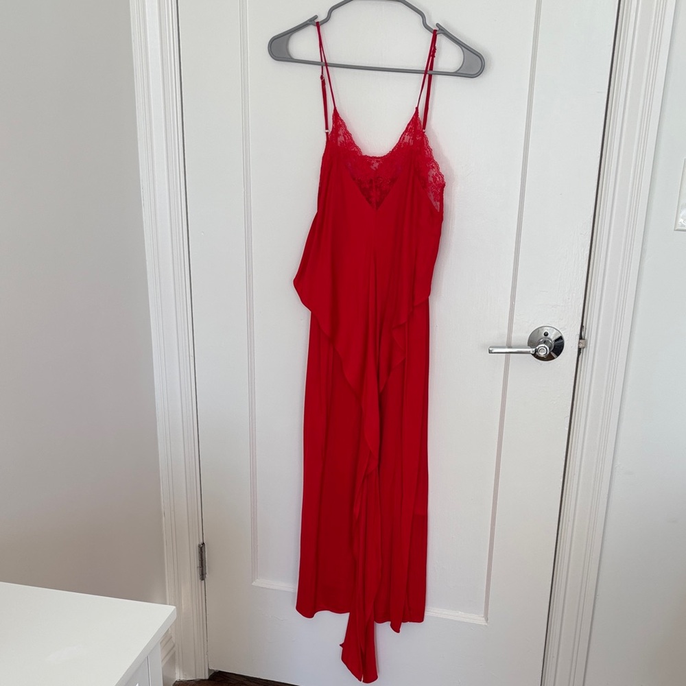 Sandro Red Lace Trim midi Dress